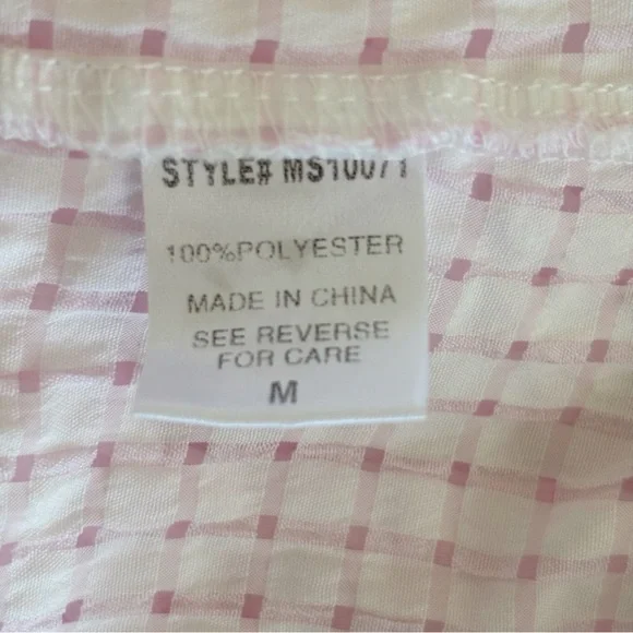 Meet Me in Santorini Pink Smocked Check Top Medium - Picture 6 of 7